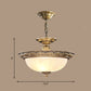 Bronze Bowl Suspension Light Antique Style White Glass Corridor Chandelier Pendant 4 Bronze Flower Clearhalo 'Ceiling Lights' 'Chandeliers' Lighting' 2405608