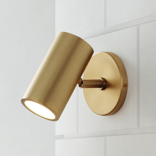 Brass Finish Tube Spotlight Postmodern 1 Head Metal Reading Wall Light for Bedroom Clearhalo 'Cast Iron' 'Glass' 'Industrial' 'Modern wall lights' 'Modern' 'Tiffany' 'Traditional wall lights' 'Wall Lamps & Sconces' 'Wall Lights' Lighting' 2405649