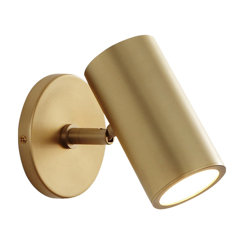 Brass Finish Tube Spotlight Postmodern 1 Head Metal Reading Wall Light for Bedroom Clearhalo 'Cast Iron' 'Glass' 'Industrial' 'Modern wall lights' 'Modern' 'Tiffany' 'Traditional wall lights' 'Wall Lamps & Sconces' 'Wall Lights' Lighting' 2405652