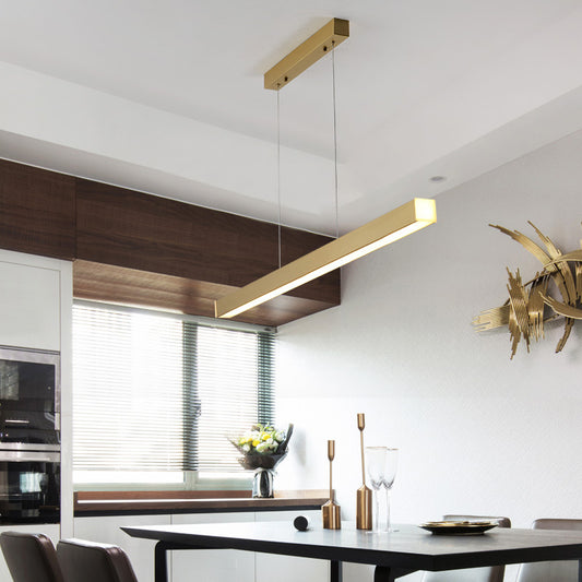 Simplicity Pole Shaped Island Lamp Acrylic Dining Room LED Suspension Lighting in Brass Brass Clearhalo 'Ceiling Lights' 'Island Lights' Lighting' 2405664