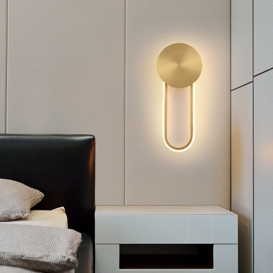Simple Elliptical Wall Sconce Light Metal Bedside LED Wall Lamp Fixture in Brass Brass Clearhalo 'Cast Iron' 'Glass' 'Industrial' 'Modern wall lights' 'Modern' 'Tiffany' 'Traditional wall lights' 'Wall Lamps & Sconces' 'Wall Lights' Lighting' 2405683