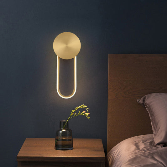Simple Elliptical Wall Sconce Light Metal Bedside LED Wall Lamp Fixture in Brass Clearhalo 'Cast Iron' 'Glass' 'Industrial' 'Modern wall lights' 'Modern' 'Tiffany' 'Traditional wall lights' 'Wall Lamps & Sconces' 'Wall Lights' Lighting' 2405684