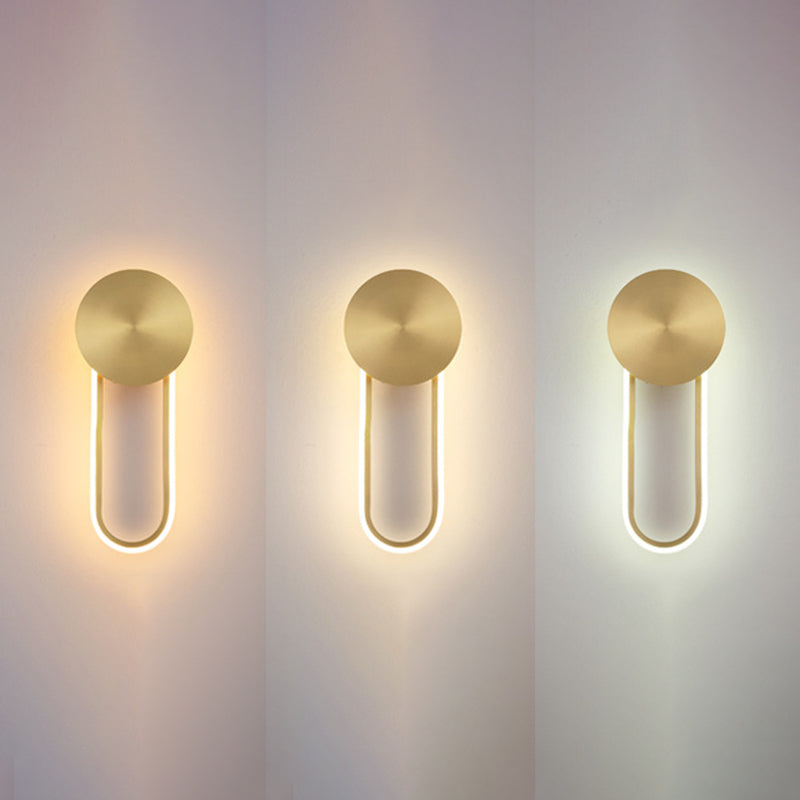 Simple Elliptical Wall Sconce Light Metal Bedside LED Wall Lamp Fixture in Brass Clearhalo 'Cast Iron' 'Glass' 'Industrial' 'Modern wall lights' 'Modern' 'Tiffany' 'Traditional wall lights' 'Wall Lamps & Sconces' 'Wall Lights' Lighting' 2405686