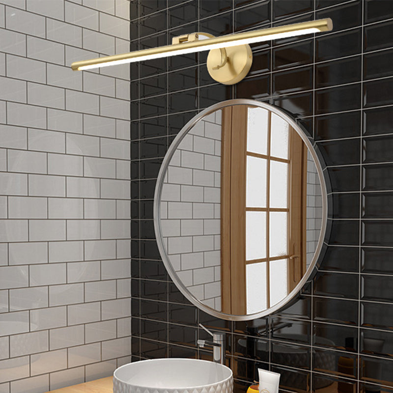 Linear Bathroom LED Vanity Sconce Acrylic Simplicity Wall Mount Lighting in Brass Clearhalo 'Cast Iron' 'Glass' 'Industrial' 'Modern wall lights' 'Modern' 'Tiffany' 'Traditional wall lights' 'Vanity Lights' 'Wall Lights' Lighting' 2405689