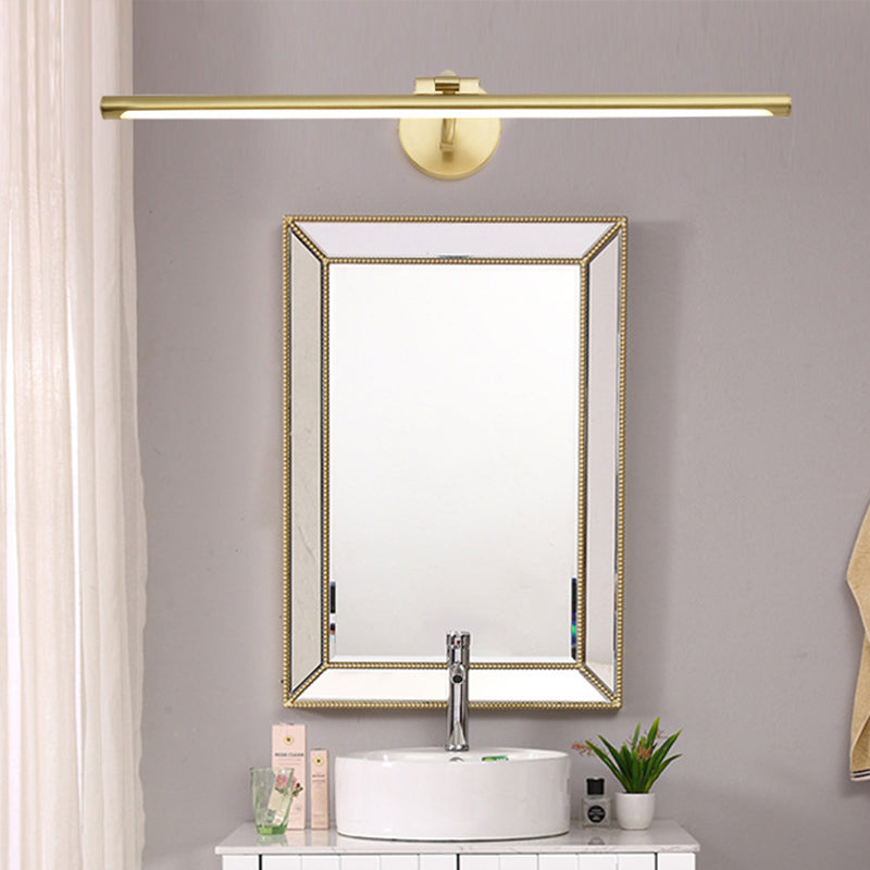 Linear Bathroom LED Vanity Sconce Acrylic Simplicity Wall Mount Lighting in Brass Clearhalo 'Cast Iron' 'Glass' 'Industrial' 'Modern wall lights' 'Modern' 'Tiffany' 'Traditional wall lights' 'Vanity Lights' 'Wall Lights' Lighting' 2405690