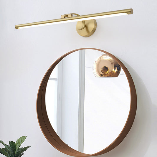 Linear Bathroom LED Vanity Sconce Acrylic Simplicity Wall Mount Lighting in Brass Clearhalo 'Cast Iron' 'Glass' 'Industrial' 'Modern wall lights' 'Modern' 'Tiffany' 'Traditional wall lights' 'Vanity Lights' 'Wall Lights' Lighting' 2405691