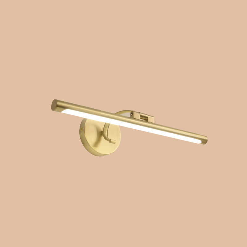 Linear Bathroom LED Vanity Sconce Acrylic Simplicity Wall Mount Lighting in Brass Brass 16" Clearhalo 'Cast Iron' 'Glass' 'Industrial' 'Modern wall lights' 'Modern' 'Tiffany' 'Traditional wall lights' 'Vanity Lights' 'Wall Lights' Lighting' 2405693