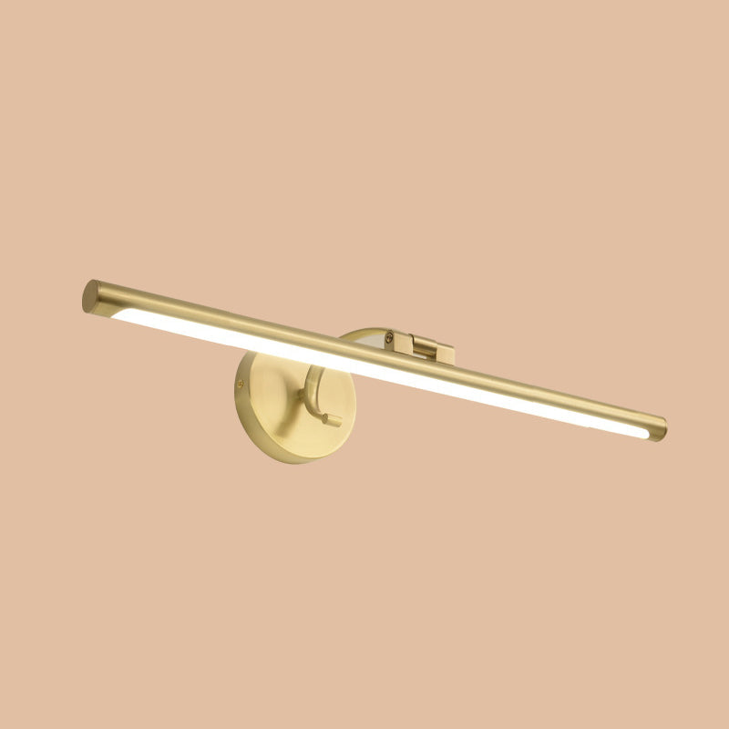Linear Bathroom LED Vanity Sconce Acrylic Simplicity Wall Mount Lighting in Brass Brass 22" Clearhalo 'Cast Iron' 'Glass' 'Industrial' 'Modern wall lights' 'Modern' 'Tiffany' 'Traditional wall lights' 'Vanity Lights' 'Wall Lights' Lighting' 2405694