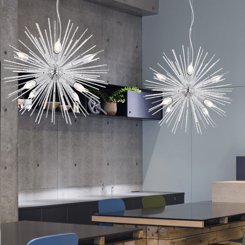 Minimalist Hedgehog Chandelier Metal Living Room Hanging Light Fixture with Carved Design Clearhalo 'Ceiling Lights' 'Chandeliers' 'Modern Chandeliers' 'Modern' Lighting' 2405705