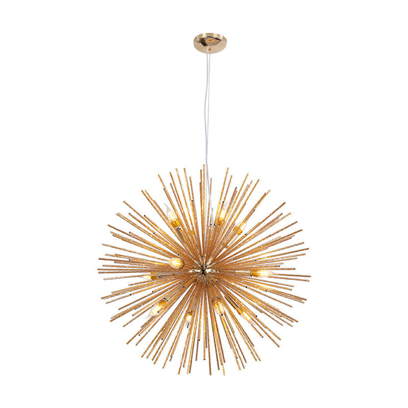 Minimalist Hedgehog Chandelier Metal Living Room Hanging Light Fixture with Carved Design Clearhalo 'Ceiling Lights' 'Chandeliers' 'Modern Chandeliers' 'Modern' Lighting' 2405706