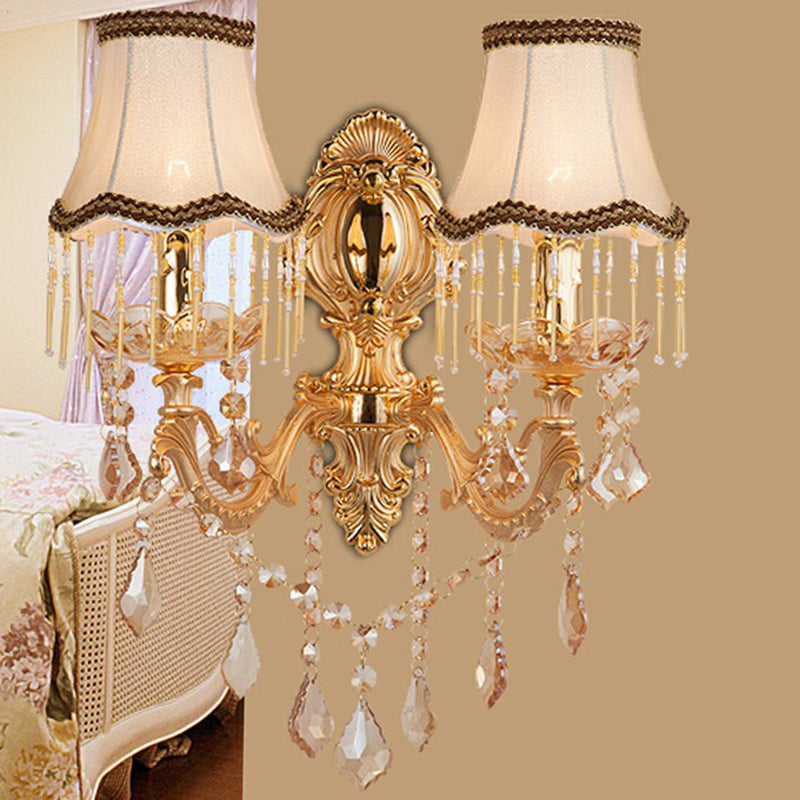 Victorian Candle Wall Sconce Lighting Metal Wall Mount Light with Shade and Crystal Decor Clearhalo 'Wall Lamps & Sconces' 'Wall Lights' Lighting' 2405770