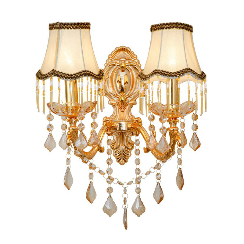 Victorian Candle Wall Sconce Lighting Metal Wall Mount Light with Shade and Crystal Decor Clearhalo 'Wall Lamps & Sconces' 'Wall Lights' Lighting' 2405777