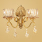 Flower Living Room Wall Sconce Retro Clear Prismatic Glass Brass Wall Light with Decorative Crystal 2.0 Brass Flower Clearhalo 'Wall Lamps & Sconces' 'Wall Lights' Lighting' 2405817
