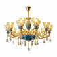Luxurious Traditional Flower Up Chandelier Clear Glass Suspension Light in Blue with Crystal Drops Clearhalo 'Ceiling Lights' 'Chandeliers' Lighting' 2405824