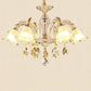 Ruffled Hanging Light Transitional Frosted Glass Ceiling Chandelier for Living Room 6 Silver Clearhalo 'Ceiling Lights' 'Chandeliers' Lighting' 2405841