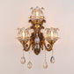 3-Light Candle Wall Sconce Antique Style Metallic Wall Mount Light with Crystal Droplet Clearhalo 'Wall Lamps & Sconces' 'Wall Lights' Lighting' 2405894