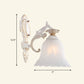 Frosted Glass Shaded Wall Lamp Country Style Hallway Wall Sconce Lighting Fixture 1.0 Beige Saucer Clearhalo 'Wall Lamps & Sconces' 'Wall Lights' Lighting' 2405911