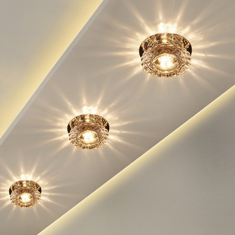 Round Mini Ceiling Flush Mount Simple Clear Crystal Entryway LED Flush Light Fixture Clearhalo 'Ceiling Lights' 'Close To Ceiling Lights' 'Close to ceiling' 'Flush mount' Lighting' 2405935