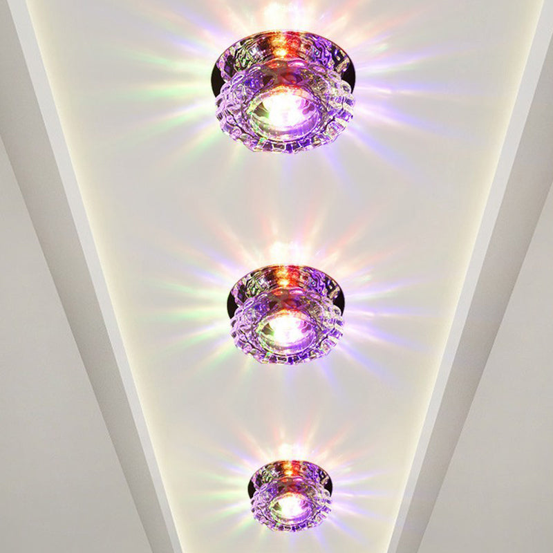 Round Mini Ceiling Flush Mount Simple Clear Crystal Entryway LED Flush Light Fixture Clearhalo 'Ceiling Lights' 'Close To Ceiling Lights' 'Close to ceiling' 'Flush mount' Lighting' 2405939