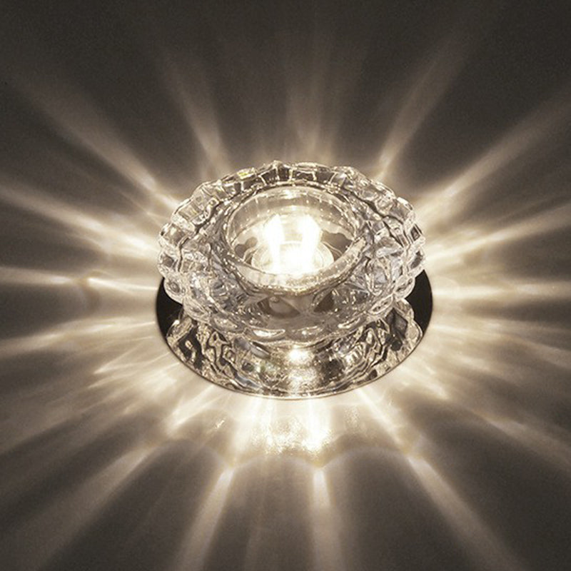 Round Mini Ceiling Flush Mount Simple Clear Crystal Entryway LED Flush Light Fixture Clear White Clearhalo 'Ceiling Lights' 'Close To Ceiling Lights' 'Close to ceiling' 'Flush mount' Lighting' 2405940