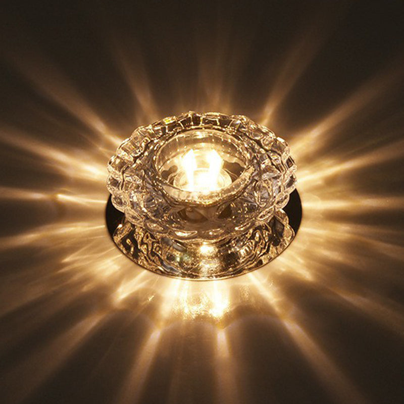 Round Mini Ceiling Flush Mount Simple Clear Crystal Entryway LED Flush Light Fixture Clear Warm Clearhalo 'Ceiling Lights' 'Close To Ceiling Lights' 'Close to ceiling' 'Flush mount' Lighting' 2405941