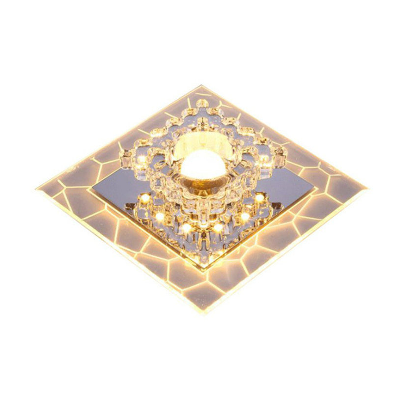 Clear Square Flush Mount Fixture Modern Style Crystal LED Ceiling Lighting for Foyer - Clearhalo - 'Ceiling Lights' - 'Close To Ceiling Lights' - 'Close to ceiling' - 'Flush mount' - Lighting' - 2405946