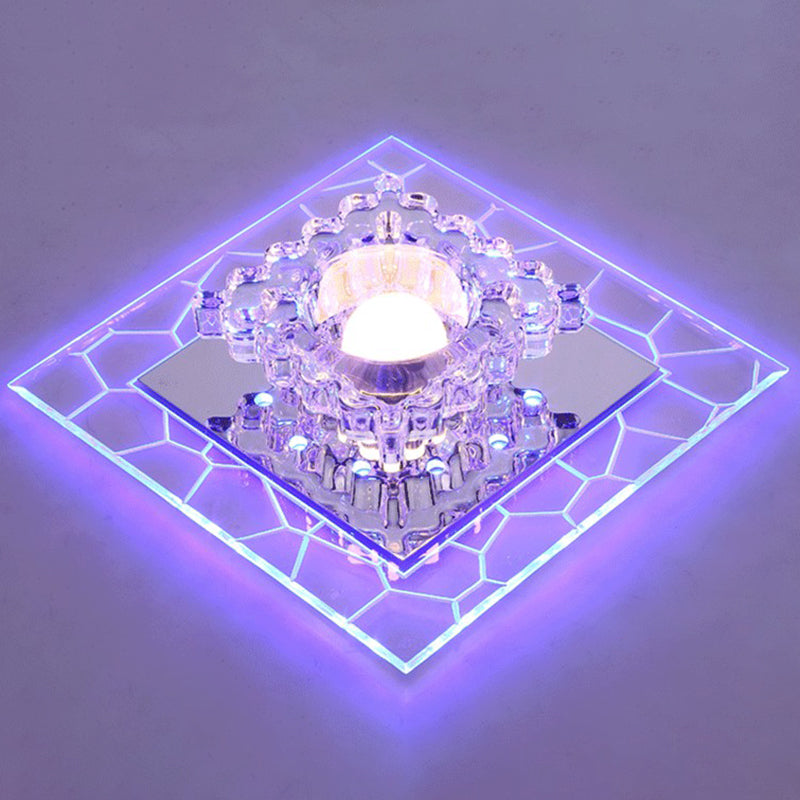 Clear Square Flush Mount Fixture Modern Style Crystal LED Ceiling Lighting for Foyer - Clearhalo - 'Ceiling Lights' - 'Close To Ceiling Lights' - 'Close to ceiling' - 'Flush mount' - Lighting' - 2405948
