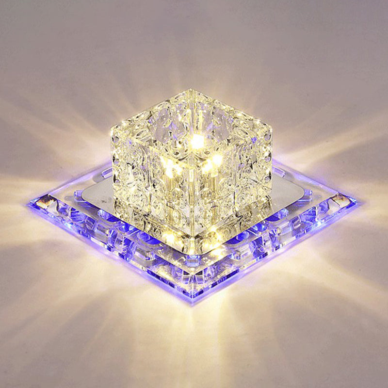 Cubic Corridor Flushmount Light Clear Crystal Modern Surface Mounted Led Ceiling Light Clear Blue Clearhalo 'Ceiling Lights' 'Close To Ceiling Lights' 'Close to ceiling' 'Flush mount' Lighting' 2405950