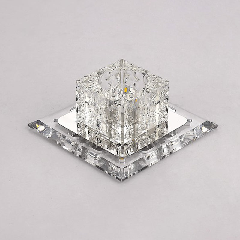 Cubic Corridor Flushmount Light Clear Crystal Modern Surface Mounted Led Ceiling Light Clearhalo 'Ceiling Lights' 'Close To Ceiling Lights' 'Close to ceiling' 'Flush mount' Lighting' 2405955