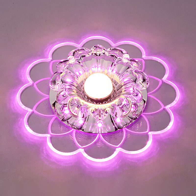 Scalloped Ceiling Mount Light Fixture Modern Crystal Clear LED Flush Mount Light for Living Room Clear Pink Clearhalo 'Ceiling Lights' 'Close To Ceiling Lights' 'Close to ceiling' 'Flush mount' Lighting' 2405962