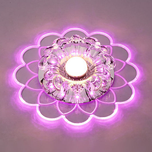 Scalloped Ceiling Mount Light Fixture Modern Crystal Clear LED Flush Mount Light for Living Room Clear Pink Clearhalo 'Ceiling Lights' 'Close To Ceiling Lights' 'Close to ceiling' 'Flush mount' Lighting' 2405962