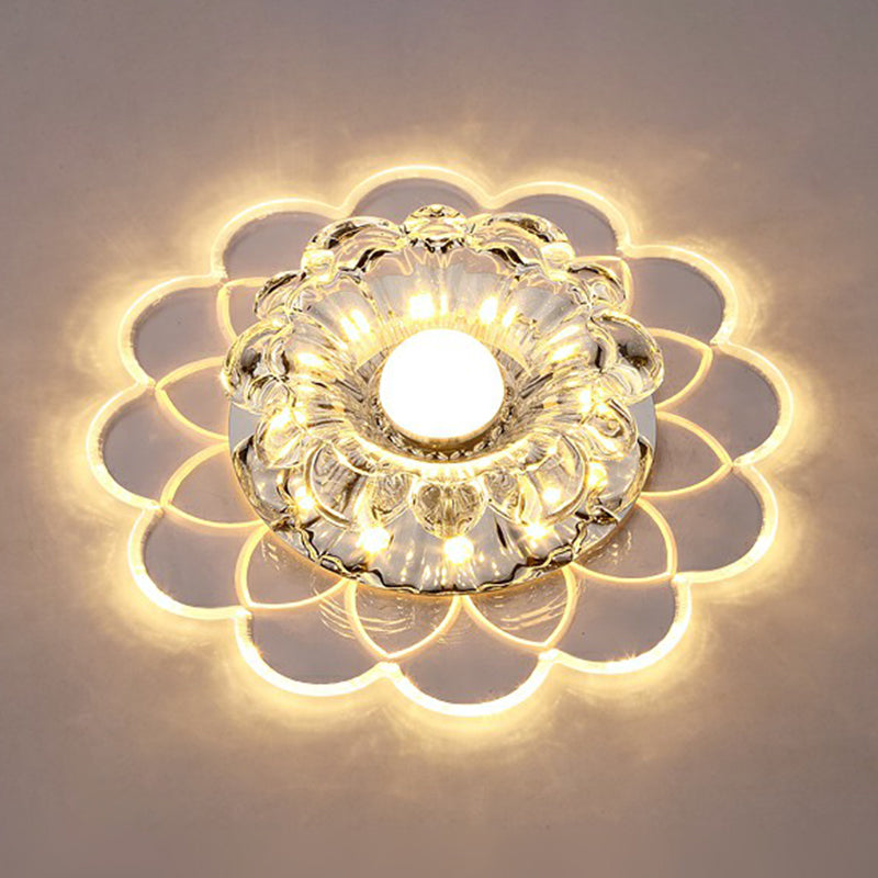 Scalloped Ceiling Mount Light Fixture Modern Crystal Clear LED Flush Mount Light for Living Room Clear Warm Clearhalo 'Ceiling Lights' 'Close To Ceiling Lights' 'Close to ceiling' 'Flush mount' Lighting' 2405967