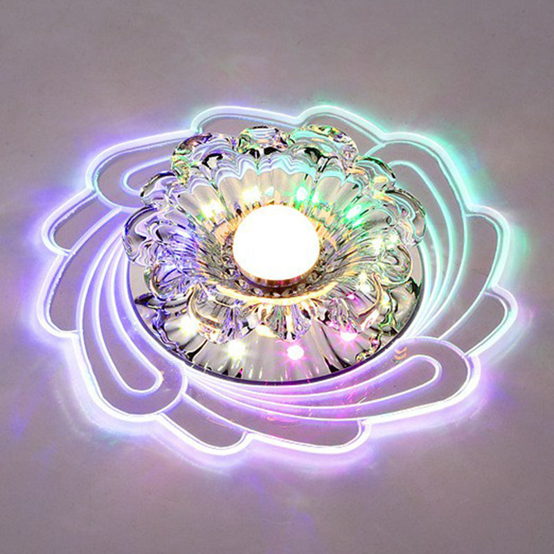 Crystal Flower Shaped Flush Mount Light Minimalist Clear LED Ceiling Mounted Fixture for Corridor Clear Multi Color Clearhalo 'Ceiling Lights' 'Close To Ceiling Lights' 'Close to ceiling' 'Flush mount' Lighting' 2405969