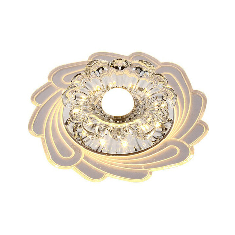 Crystal Flower Shaped Flush Mount Light Minimalist Clear LED Ceiling Mounted Fixture for Corridor Clearhalo 'Ceiling Lights' 'Close To Ceiling Lights' 'Close to ceiling' 'Flush mount' Lighting' 2405976