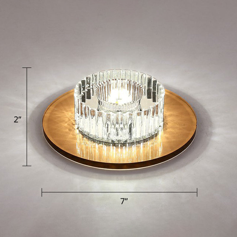 Contemporary Round Ceiling Flush Mount Crystal Corridor LED Flush Mount Lighting Gold White Clearhalo 'Ceiling Lights' 'Close To Ceiling Lights' 'Close to ceiling' 'Flush mount' Lighting' 2405996