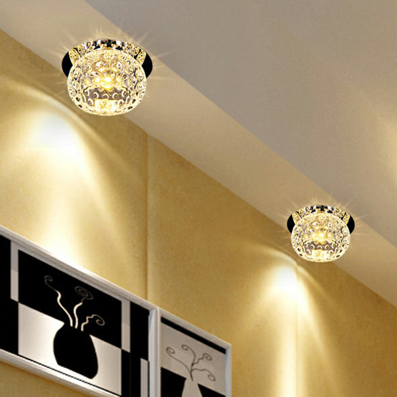 Clear Dome Ceiling Mounted Light Simple Dimpled Crystal LED Flush Mount Spotlight for Corridor Clearhalo 'Ceiling Lights' 'Close To Ceiling Lights' 'Close to ceiling' 'Flush mount' Lighting' 2406013