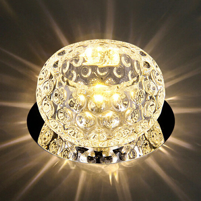 Clear Dome Ceiling Mounted Light Simple Dimpled Crystal LED Flush Mount Spotlight for Corridor Clear Warm Clearhalo 'Ceiling Lights' 'Close To Ceiling Lights' 'Close to ceiling' 'Flush mount' Lighting' 2406014