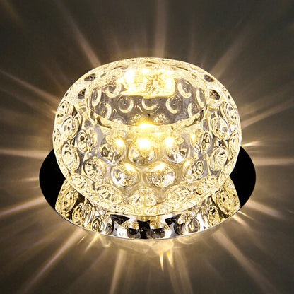 Clear Dome Ceiling Mounted Light Simple Dimpled Crystal LED Flush Mount Spotlight for Corridor Clear Warm Clearhalo 'Ceiling Lights' 'Close To Ceiling Lights' 'Close to ceiling' 'Flush mount' Lighting' 2406014