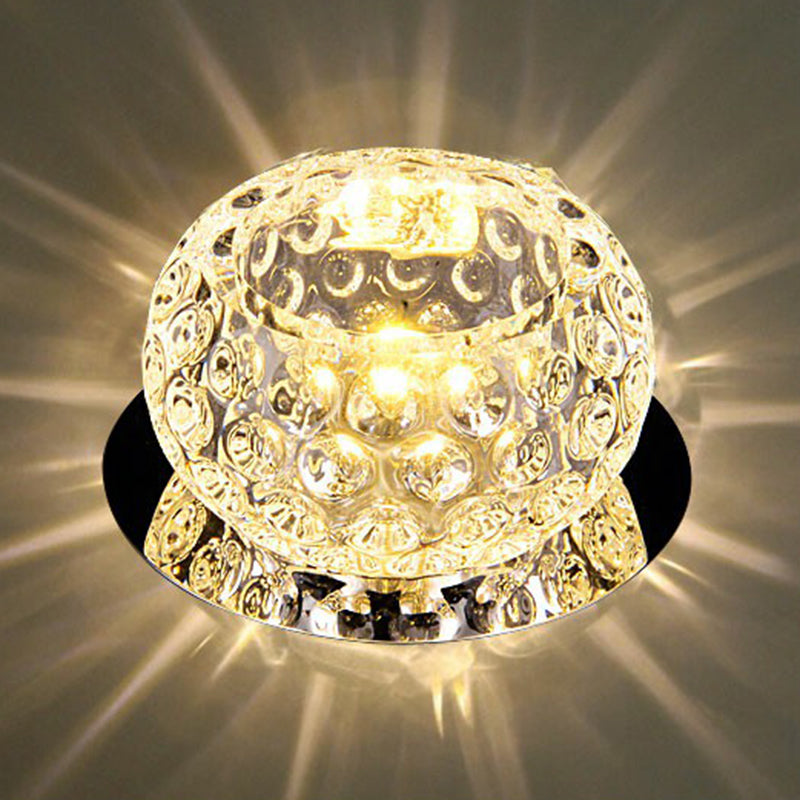 Clear Dome Ceiling Mounted Light Simple Dimpled Crystal LED Flush Mount Spotlight for Corridor Clear Third Gear Clearhalo 'Ceiling Lights' 'Close To Ceiling Lights' 'Close to ceiling' 'Flush mount' Lighting' 2406016