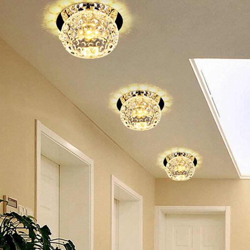 Clear Dome Ceiling Mounted Light Simple Dimpled Crystal LED Flush Mount Spotlight for Corridor Clearhalo 'Ceiling Lights' 'Close To Ceiling Lights' 'Close to ceiling' 'Flush mount' Lighting' 2406018