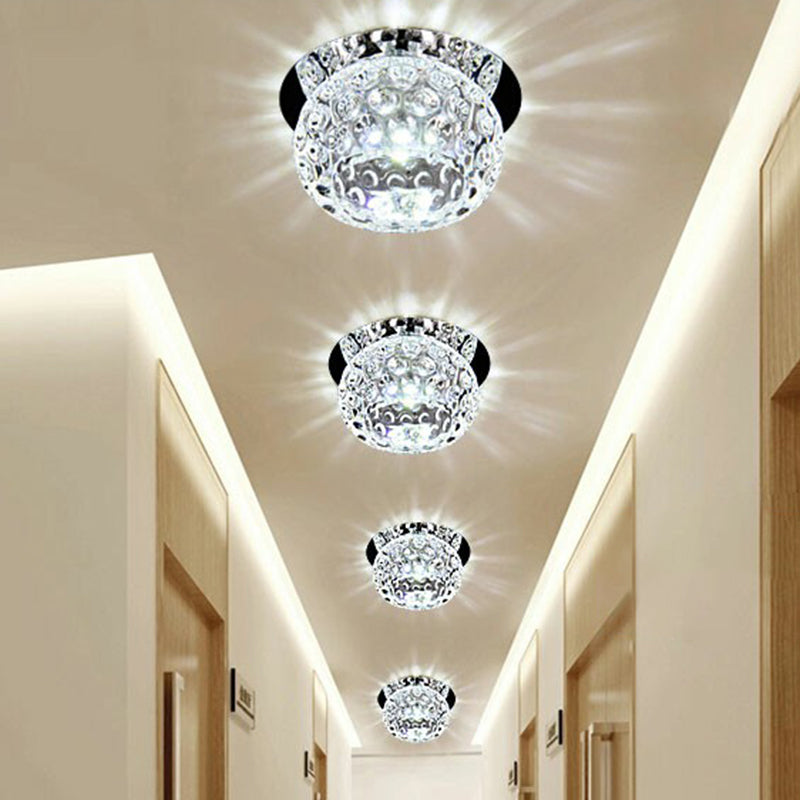 Clear Dome Ceiling Mounted Light Simple Dimpled Crystal LED Flush Mount Spotlight for Corridor Clearhalo 'Ceiling Lights' 'Close To Ceiling Lights' 'Close to ceiling' 'Flush mount' Lighting' 2406019