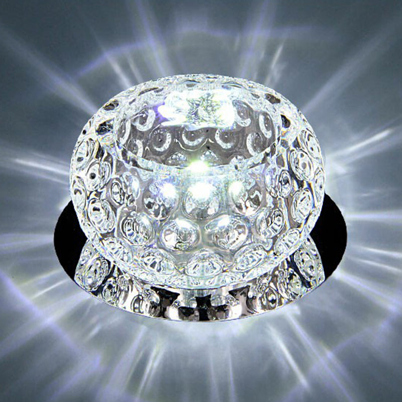 Clear Dome Ceiling Mounted Light Simple Dimpled Crystal LED Flush Mount Spotlight for Corridor Clear White Clearhalo 'Ceiling Lights' 'Close To Ceiling Lights' 'Close to ceiling' 'Flush mount' Lighting' 2406020