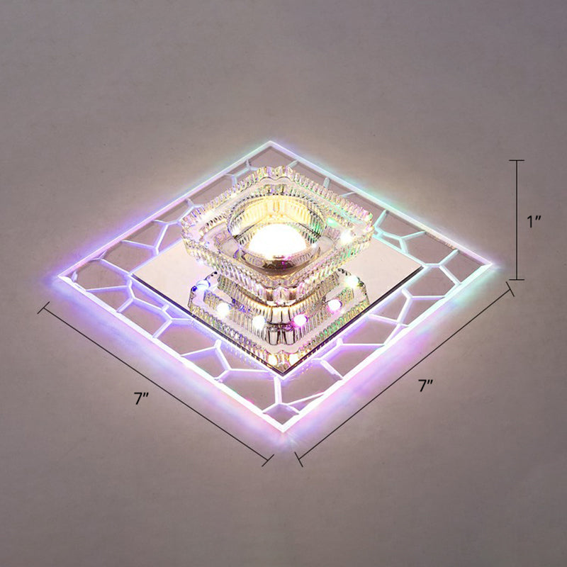 Prismatic Crystal Square Ceiling Lamp Minimalist Clear LED Flush Mount Lighting Fixture for Entryway Clear Multi Color Clearhalo 'Ceiling Lights' 'Close To Ceiling Lights' 'Close to ceiling' 'Flush mount' Lighting' 2406025
