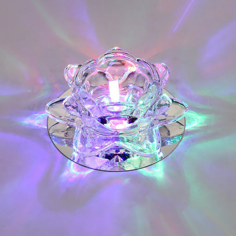 Crystal Lotus Shaped Ceiling Lighting Modern Clear LED Flushmount Light for Living Room Clear Multi Color Clearhalo 'Ceiling Lights' 'Close To Ceiling Lights' 'Close to ceiling' 'Flush mount' Lighting' 2406036