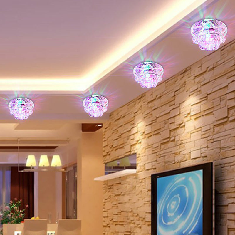 Crystal Lotus Shaped Ceiling Lighting Modern Clear LED Flushmount Light for Living Room Clearhalo 'Ceiling Lights' 'Close To Ceiling Lights' 'Close to ceiling' 'Flush mount' Lighting' 2406037