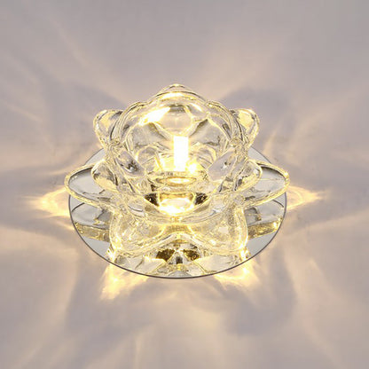 Crystal Lotus Shaped Ceiling Lighting Modern Clear LED Flushmount Light for Living Room Clear Warm Clearhalo 'Ceiling Lights' 'Close To Ceiling Lights' 'Close to ceiling' 'Flush mount' Lighting' 2406038