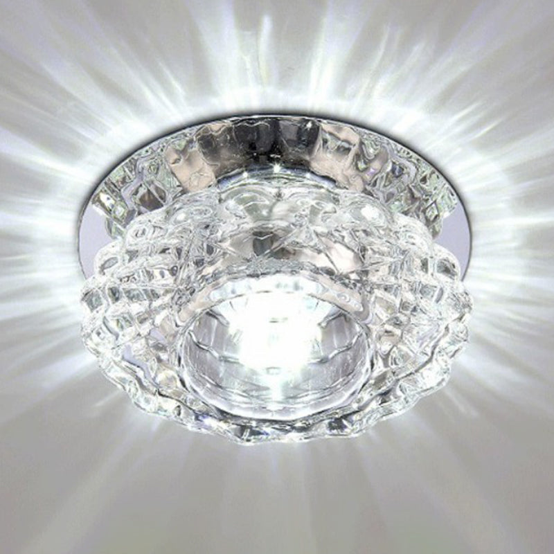 Floral Flush Ceiling Light Fixture Minimalist Clear Crystal Living Room Flush Mount Spotlight Clear White Clearhalo 'Ceiling Lights' 'Close To Ceiling Lights' 'Close to ceiling' 'Flush mount' Lighting' 2406043