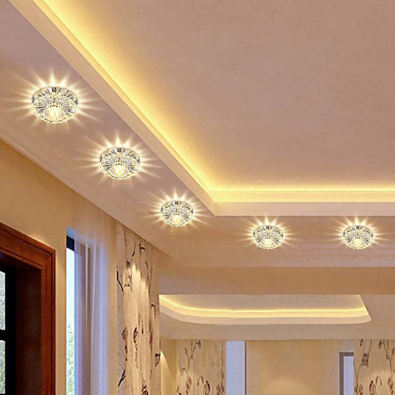 Floral Flush Ceiling Light Fixture Minimalist Clear Crystal Living Room Flush Mount Spotlight Clear Warm Clearhalo 'Ceiling Lights' 'Close To Ceiling Lights' 'Close to ceiling' 'Flush mount' Lighting' 2406045