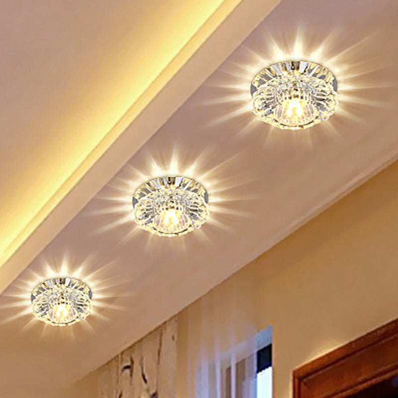 Floral Flush Ceiling Light Fixture Minimalist Clear Crystal Living Room Flush Mount Spotlight Clearhalo 'Ceiling Lights' 'Close To Ceiling Lights' 'Close to ceiling' 'Flush mount' Lighting' 2406046
