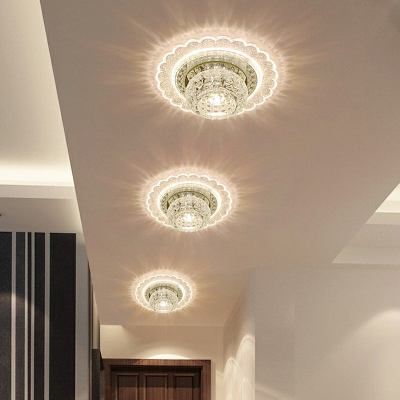 Dimpled Clear Crystal Ceiling Light Modernist LED Flush-Mount Light Fixture for Aisle Clearhalo 'Ceiling Lights' 'Close To Ceiling Lights' 'Close to ceiling' 'Flush mount' Lighting' 2406066